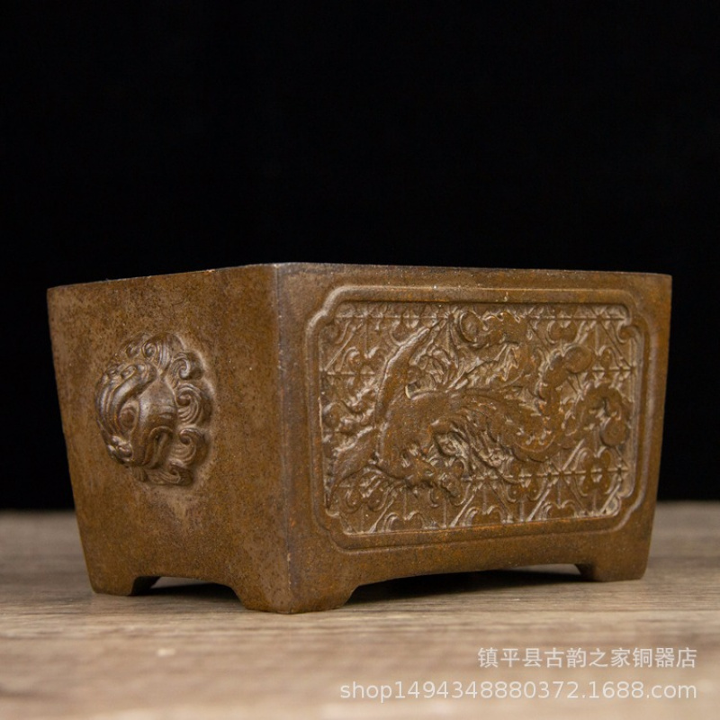 Office Furniture Phoenix - Bruciatore d'Incenso Rettangolare in Ottone con