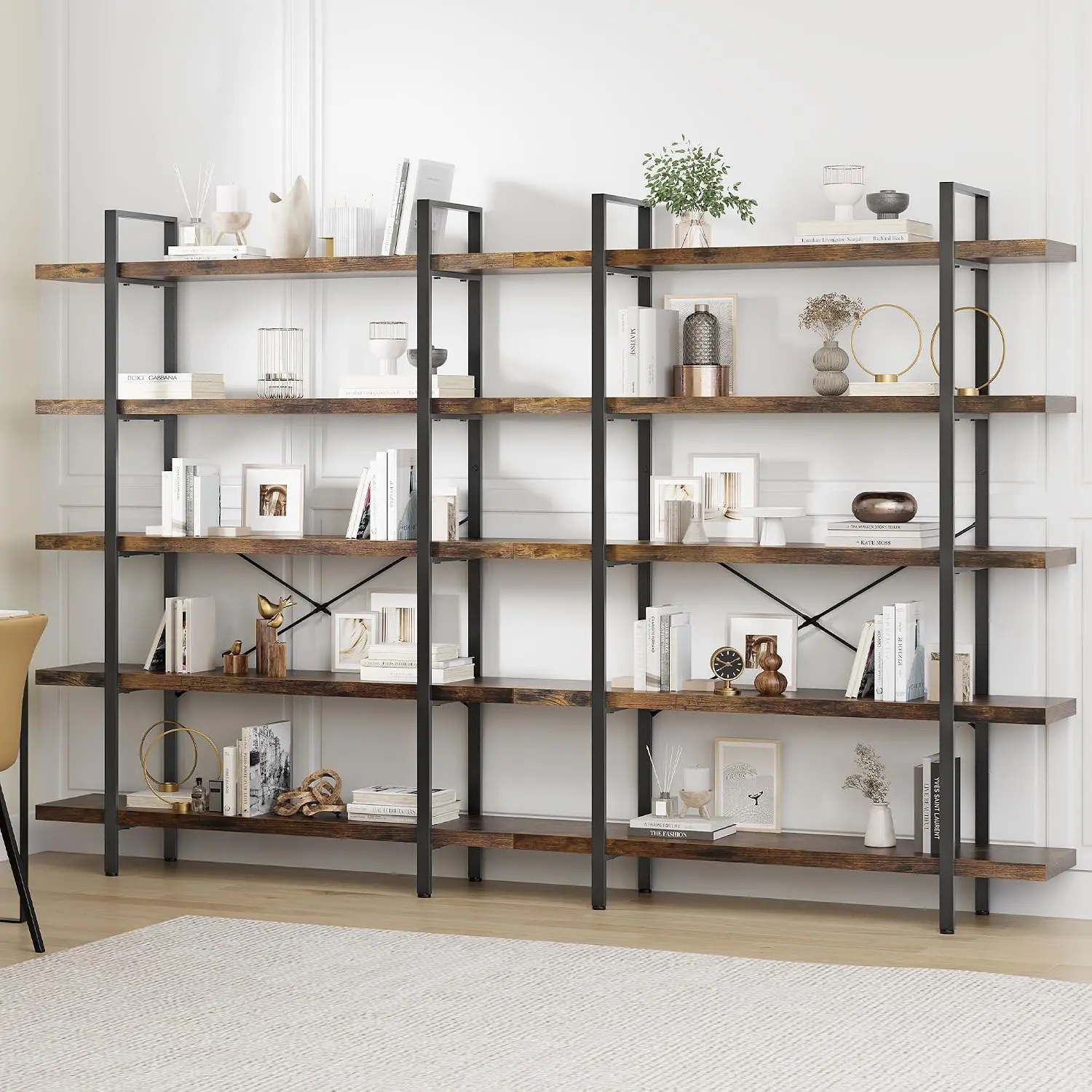 Bookshelf 5 Tier - Set di 2 scaffali, scaffale industriale