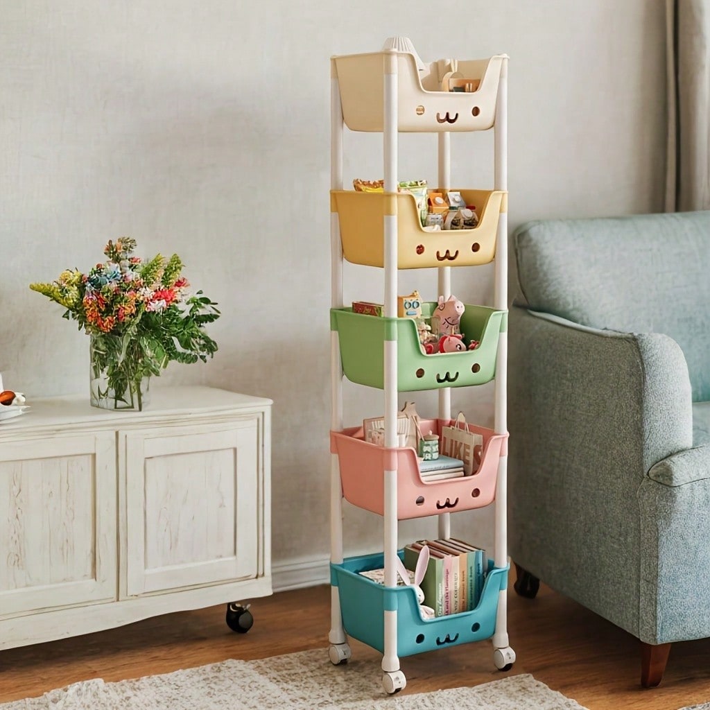 Bookshelf 5 Tier - Scaffale Mobile a 5 Ripiani, Organizzatore