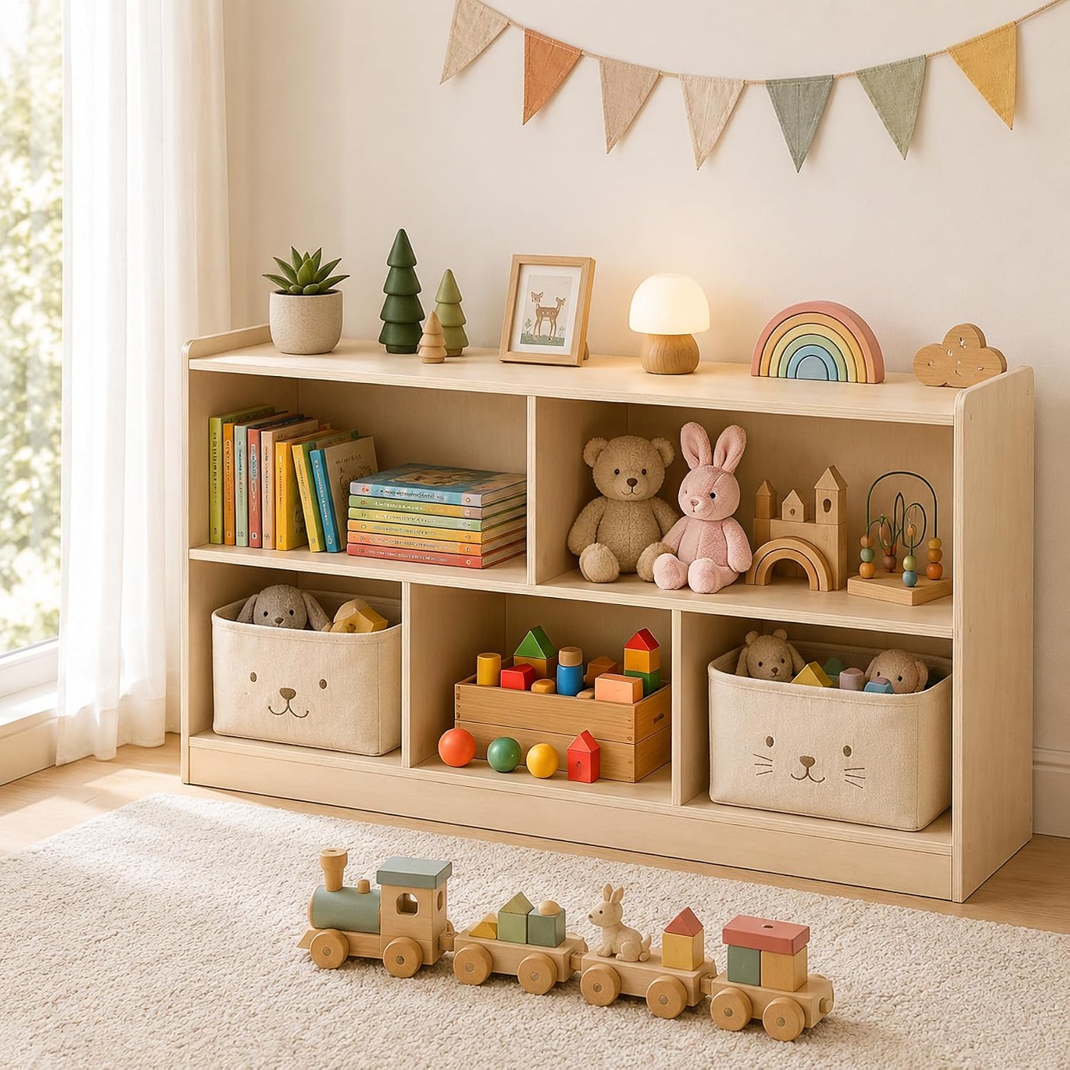 Bookshelf 5 Tier - Mobile Montessori in legno a 5