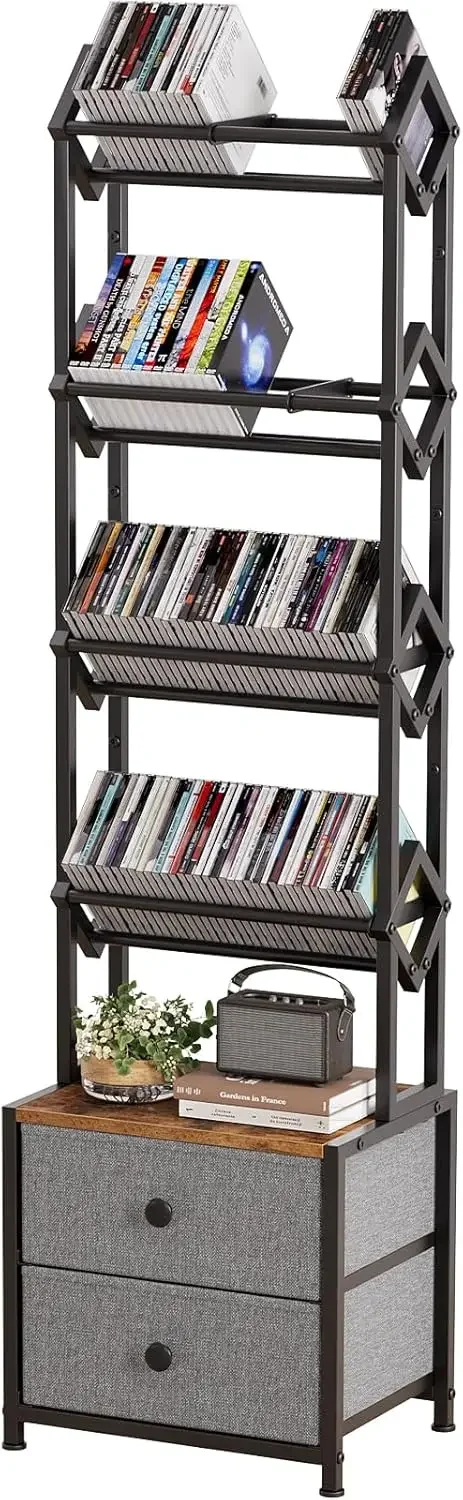 Bookshelf 5 Tier - Scaffale porta CD con cassetti, organizer