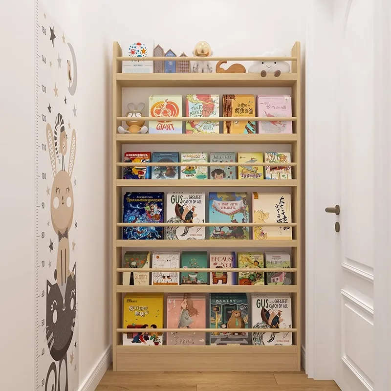 Bookshelf 5 Tier - Libreria in legno massello, scaffale multistrato