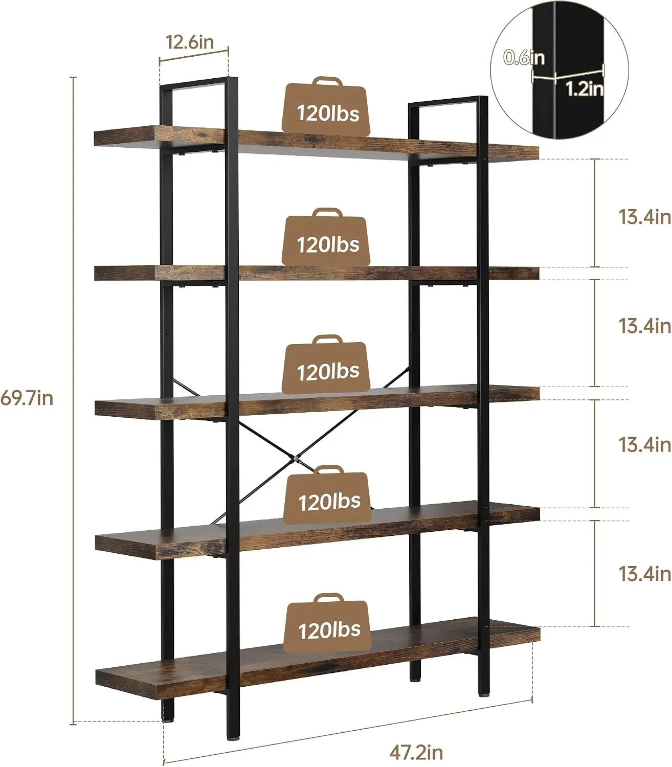 Set di 2 scaffali, scaffale in - Bookshelf 5 Tier recensione e prezzo