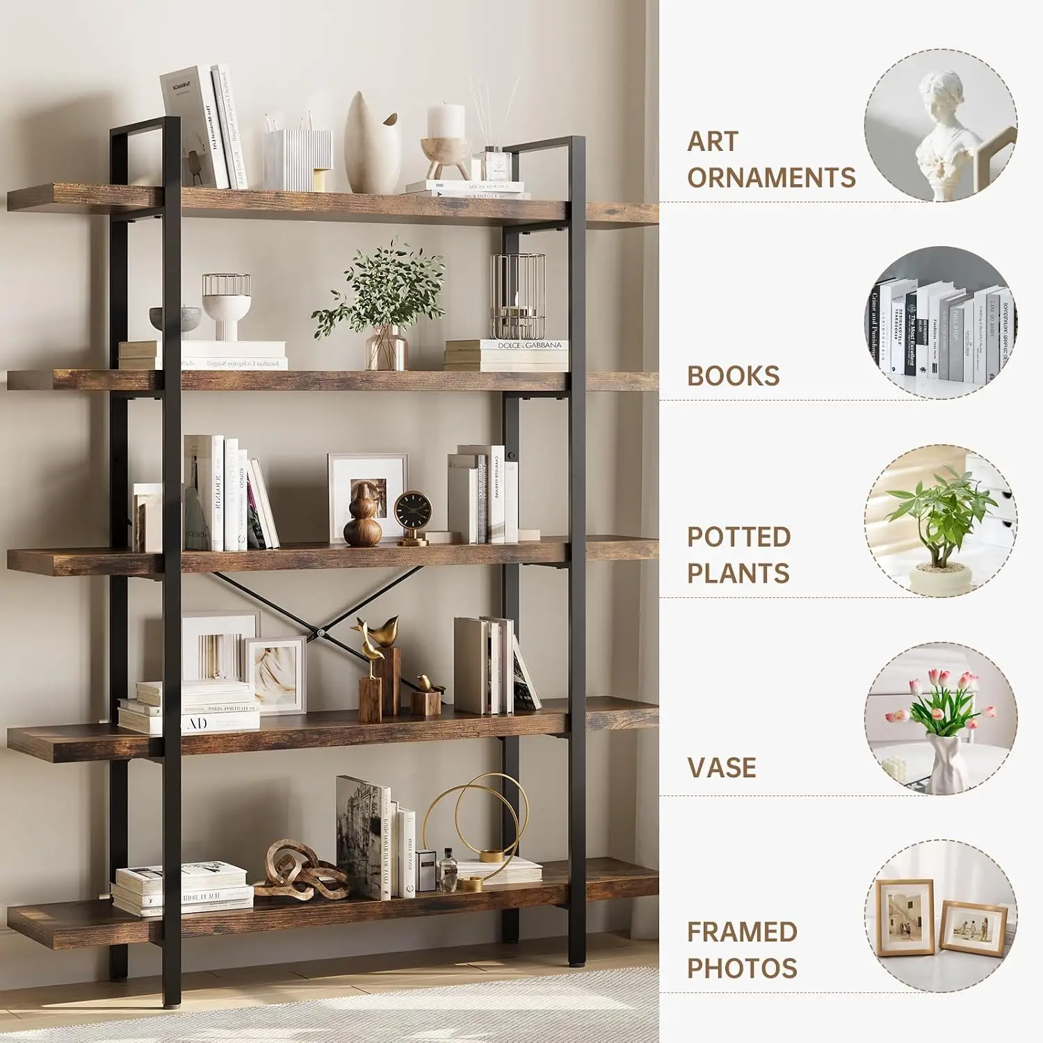 Set di 2 scaffali, scaffale in - Bookshelf 5 Tier recensione e prezzo