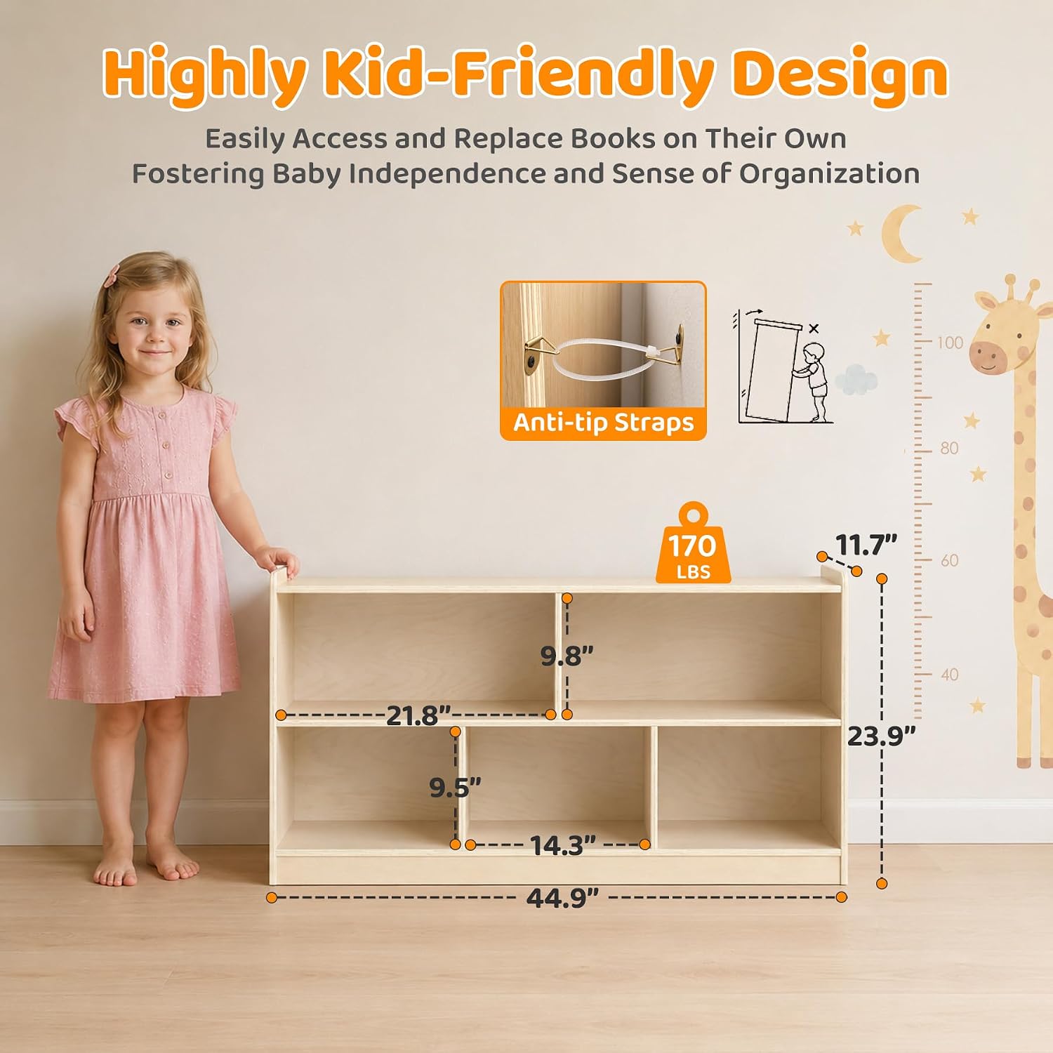 Mobile Montessori in legno a 5 - Bookshelf 5 Tier recensione e prezzo