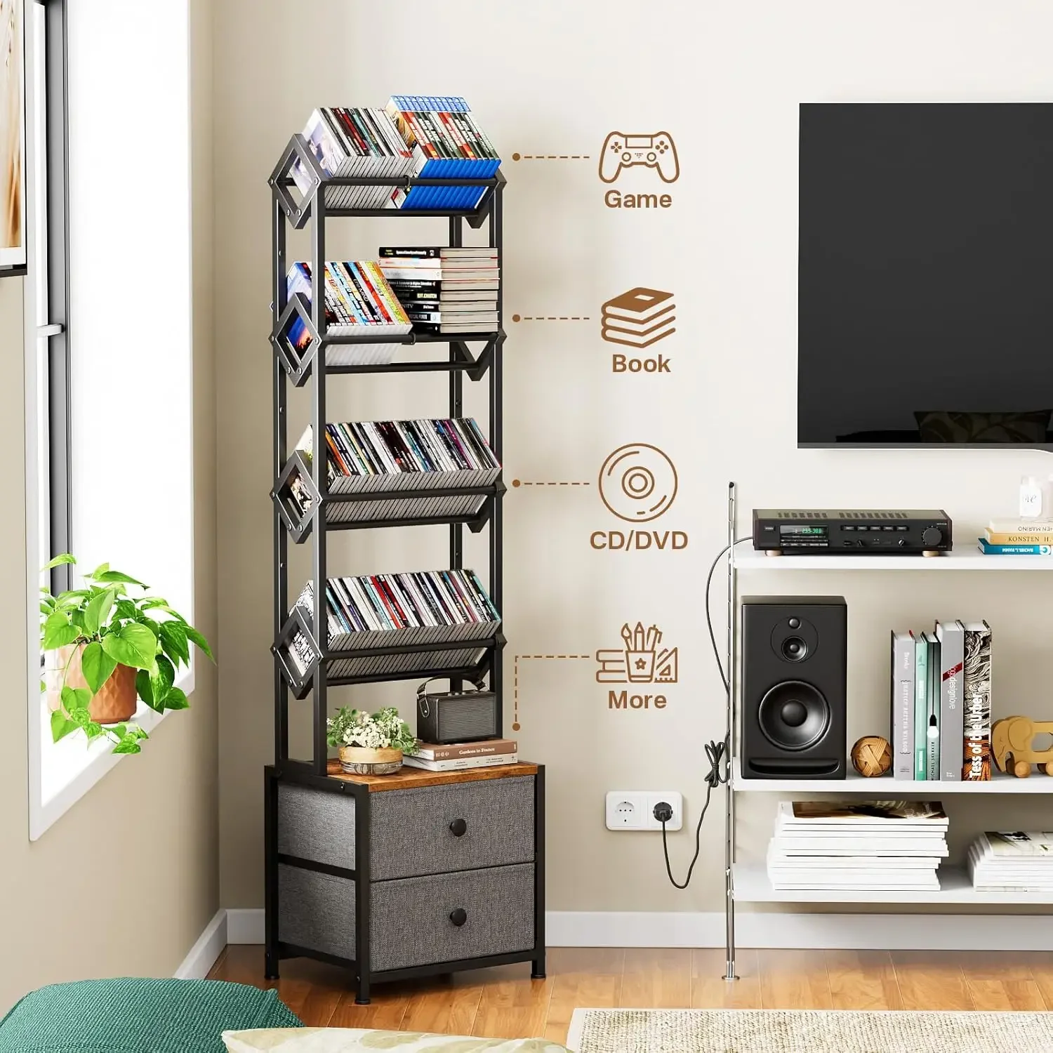Scaffale porta CD con cassetti - Bookshelf 5 Tier recensione e prezzo